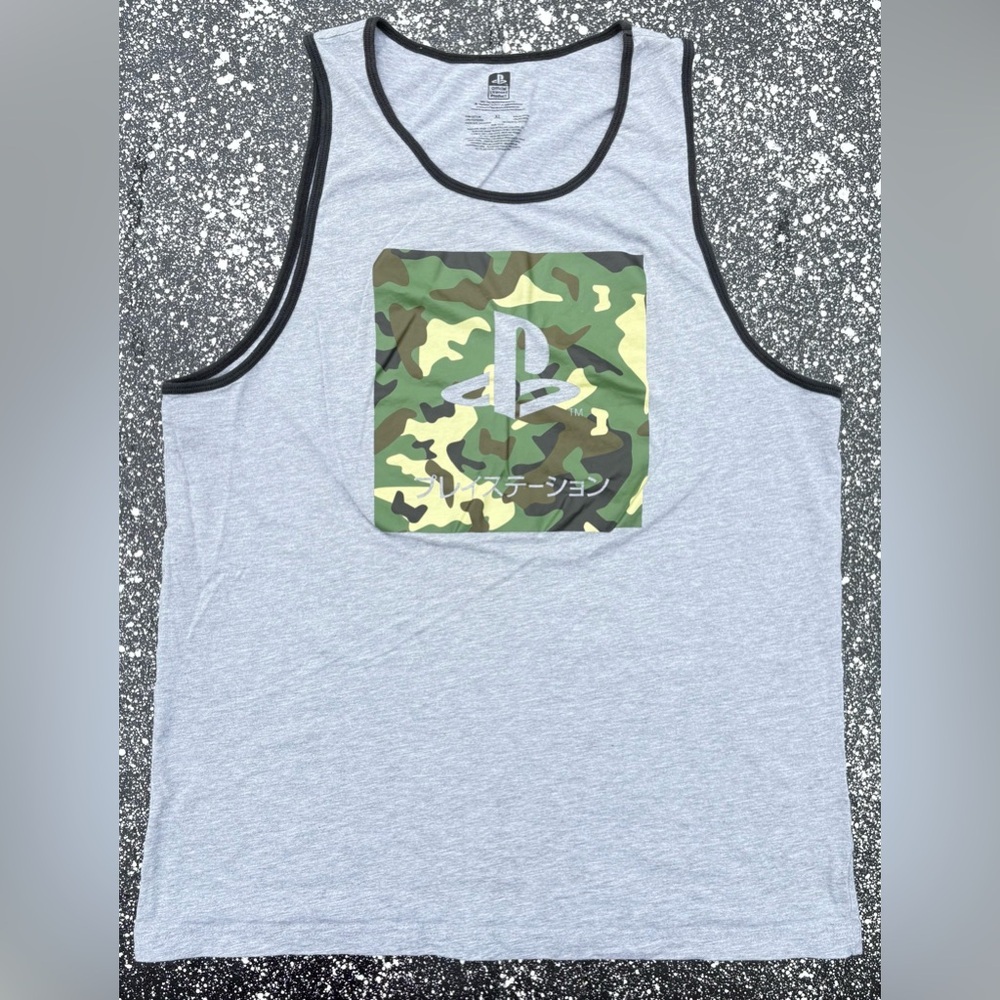 PlayStation Tank Top Size XL Japanese Camo Logo EUC